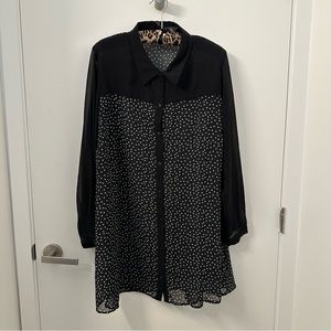 Evans Long Sleeve Color-block Button Down Tunic